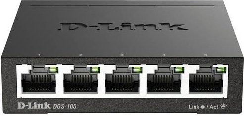 D-Link DGS-105 Gigabit Switch mit 5 Ports, 1 GBit/s, Schwarz - Bild 2