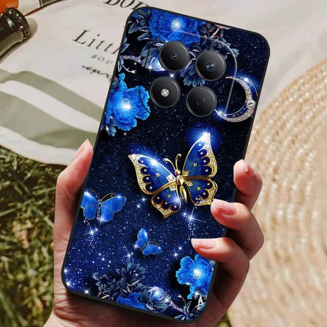 Luxus Silikon Schutzhülle für Xiaomi Redmi Note 15 Pro 4G und 5G mit bemaltem Design in Schwarz oder Blau - Bild 1