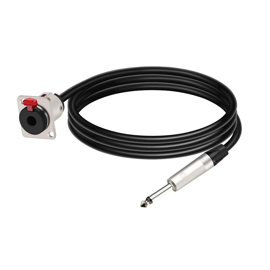 Thamtrank Audio-Verlängerung mit 6,35 mm Buchse für Panelmontage und 1/4 Zoll TS/TRS-Stecker in Schwarz - Bild 2