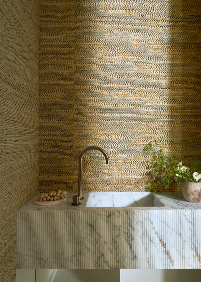 CMO Paris Tapete Abaca Tressé in Naturel Noir mit abstraktem Boho-Design aus Vlies - Bild 1