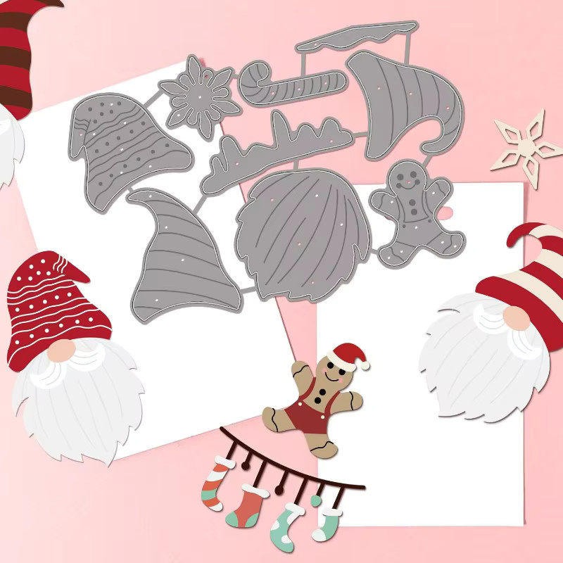 2er-Set Weihnachts-Gnome Metall-Stanztüllen aus Carbonstahl für DIY-Bastelarbeiten und Grußkarten - Bild 3