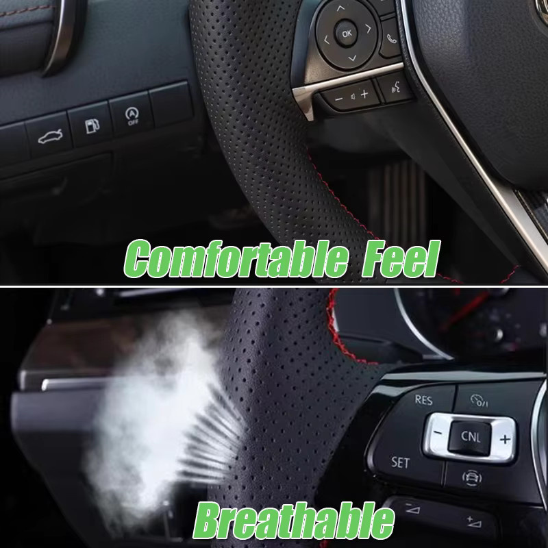 WCaRFun Lenkradabdeckung aus Leder mit Geflecht in Schwarz für Volkswagen Golf 6 GTI, Polo GTI, Scirocco R und Passat CC R-Line - Bild 3