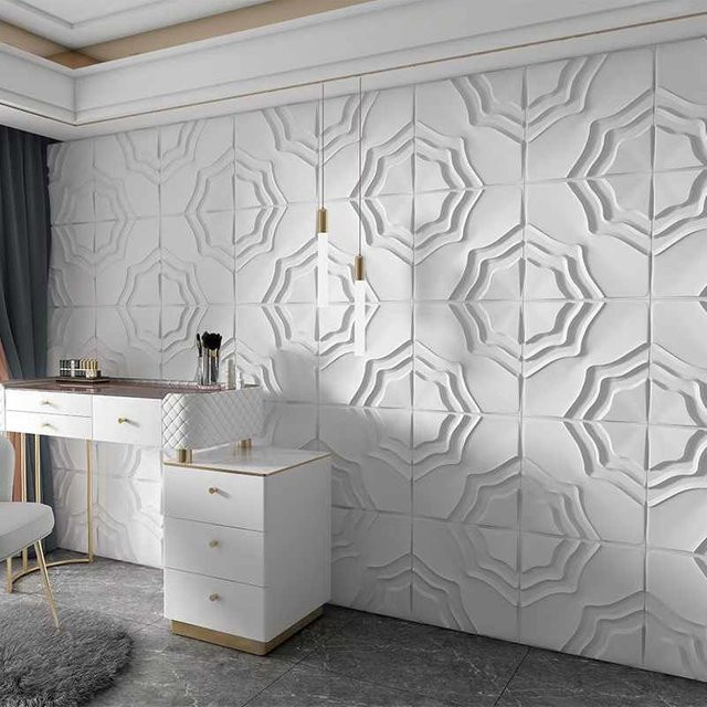 12 Stück 3D-Kunstwandpaneele von butchic in Weiß Matt, Wanddekoration für Zimmer, Badezimmer, Decke oder Büro, B/B: 30 x 30 cm - Bild 1