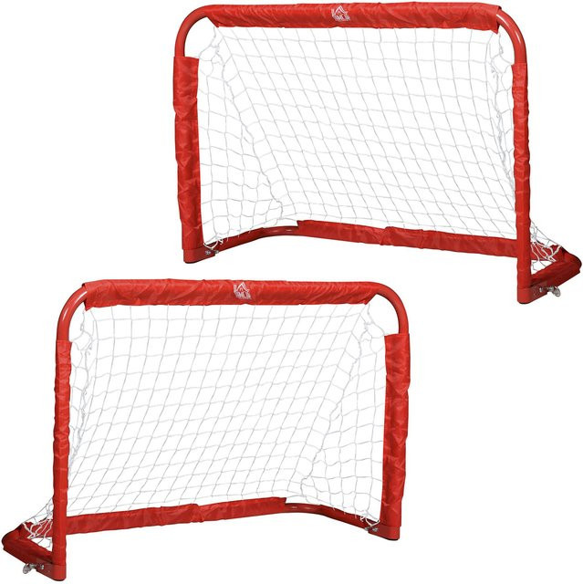 HOMCOM Fußballtore Set, 2er Set, Minitore aus Metall, Rot - Bild 1