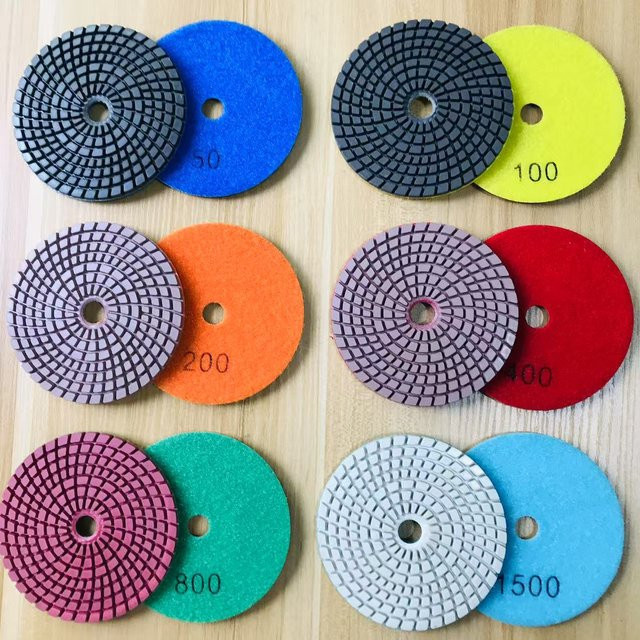 RSMXYO Diamant-Polierpads Set für Granit und Marmor, 100 mm Durchmesser, Super Metal Bond Nasspolierpads für Stein, 1/6/7 Stück - Bild 1