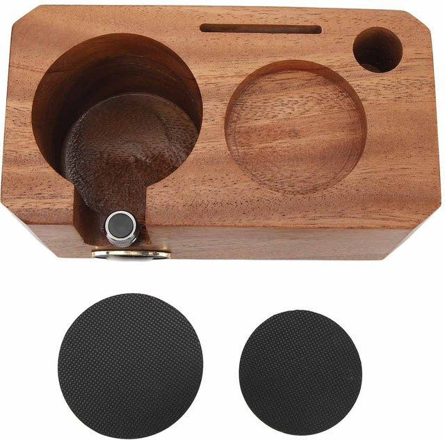 Aimo Kaffee Knock Box aus Holz mit stoßdämpfendem Design in Schwarz und Braun - Bild 1