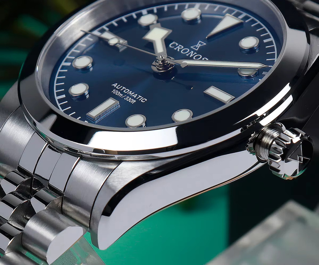 Cronos Armbanduhr Automatik, Edelstahl, 36 mm, Herren, Blau - Bild 3