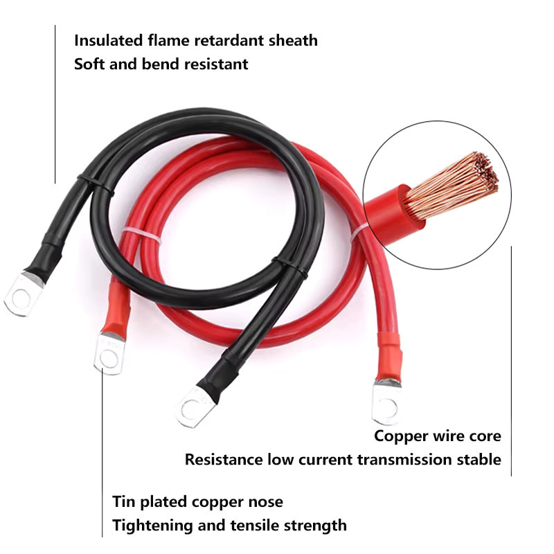 Mehradriges RV-Kupferkabel Batterie-Wechselrichter-Kabelset für Solarstrom in Rot und Schwarz mit verschiedenen Längen und Anschlüssen - Bild 2