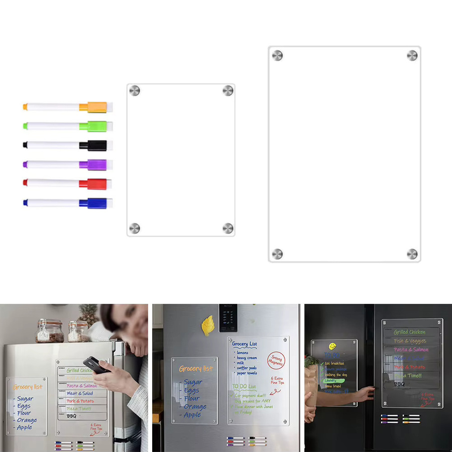 Magnetischer Acryl-Kalender in Transparent als wiederverwendbare Whiteboard-Nachrichtentafel für den Kühlschrank - Bild 2