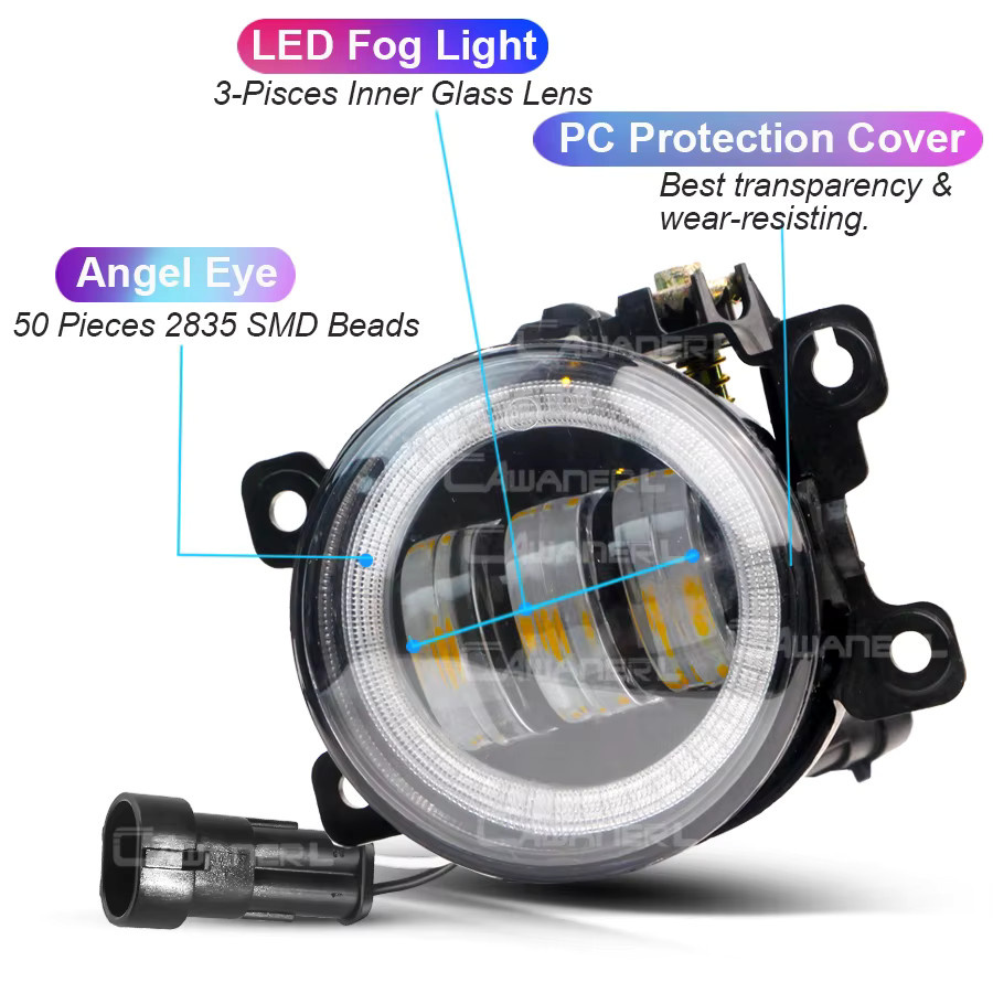 Cawanerl 2er Set H11 LED Nebelscheinwerfer mit Angel Eyes und Tagfahrlicht DRL 30W für Opel Corsa D OPC VXR - Bild 3