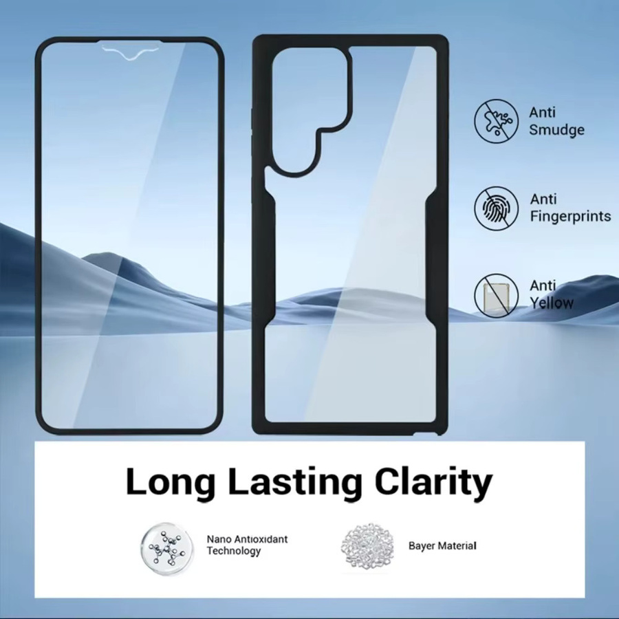 Stoßfeste 360° Vollschutz-Klarhülle für Samsung Galaxy S21 S22 S23 FE S24 Plus S25 Edge S26 Ultra mit Displayschutzfolie in Transparent und Blau - Bild 3