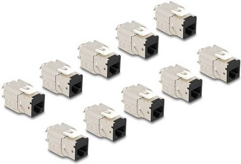 Delock RJ45-Einbaumodul Keystone CAT 6a Ethernet LAN Modul in Grau - Bild 1
