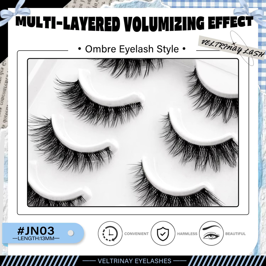 Veltrinay Falsche Wimpern, Wispy Lashes, Unisex - Bild 5