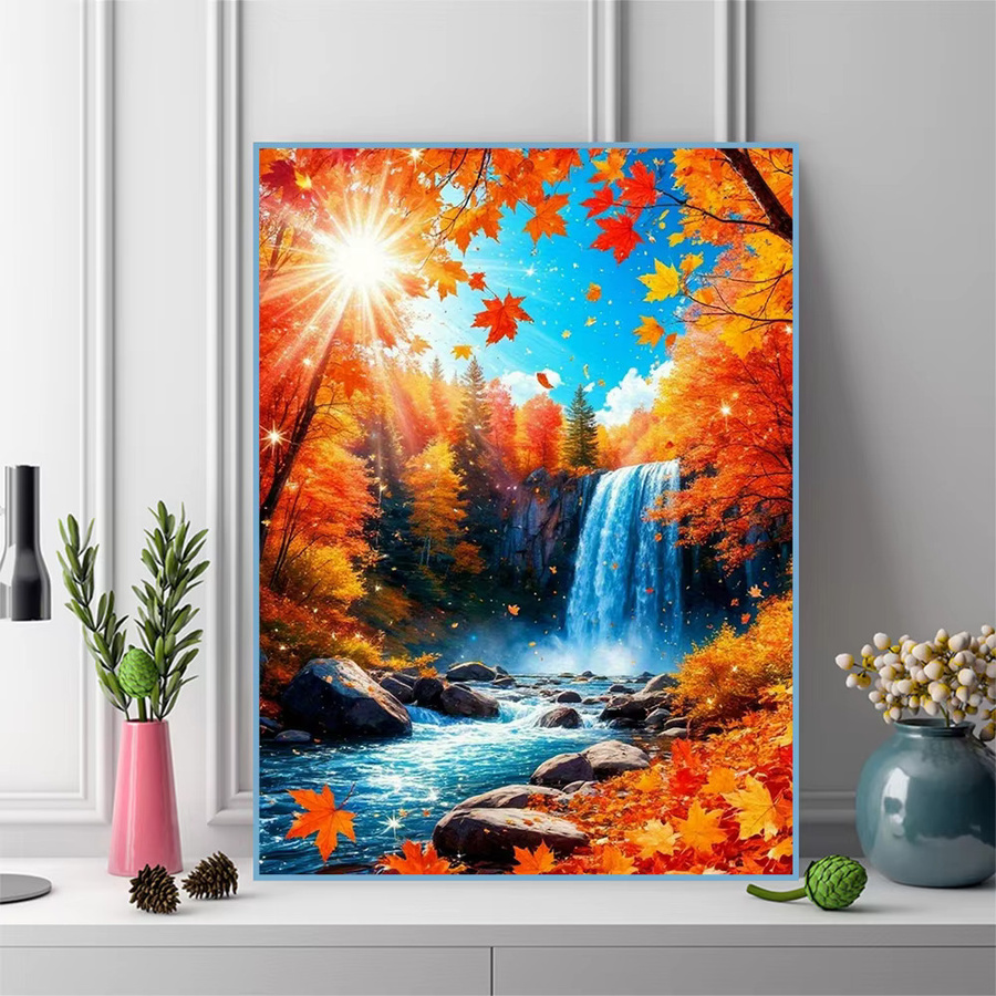 Evershine Diamant Mosaik Set Wasserfall Landschaft mit Blättern in Multicolour, B/H: 30,0 x 20,0 cm - Bild 3