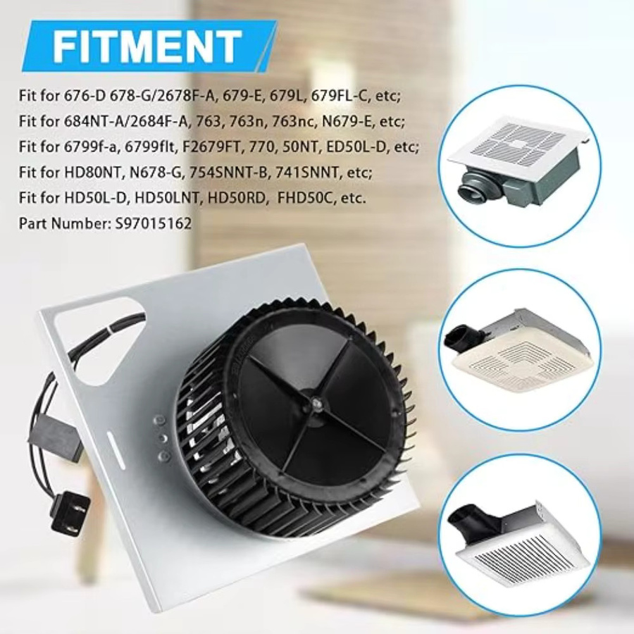 Nu Tone Abluftventilatormotor-Baugruppe S97015162 mit 20,3 x 20,3 cm Gehäuse für Badezimmerventilatoren als Ersatz für 676-D und 678-G - Bild 2