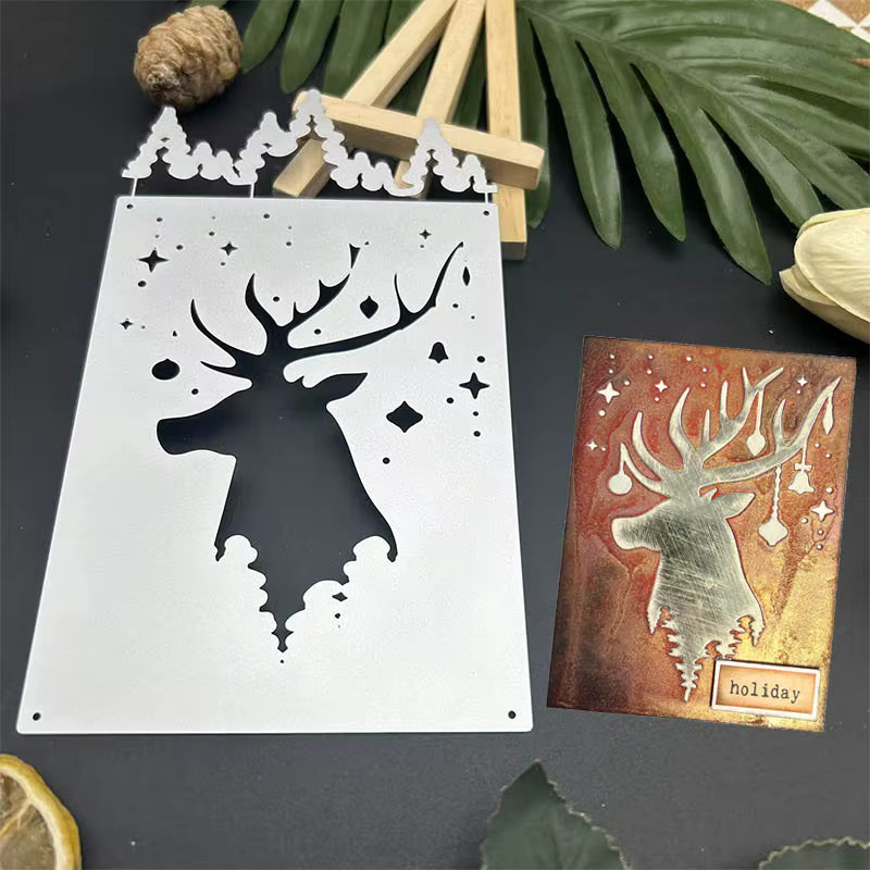 Metall-Schneideform Winter Wald Elch Muster in Silber für DIY Scrapbooking und Kartenbasteln - Bild 2