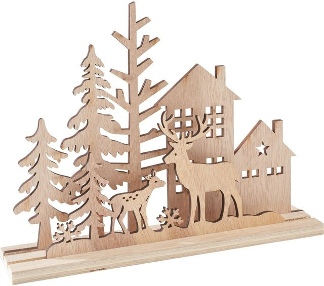 VBS Holz-Steckmotiv Rentiere am Waldesrand in Beige aus Sperrholz - Bild 1