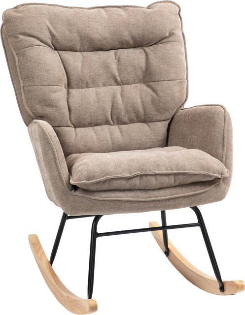 HOMCOM Schaukelstuhl mit Armlehnen in Braun und Chenilleoptik für Wohnzimmer, Schlafzimmer oder Garten - Bild 1