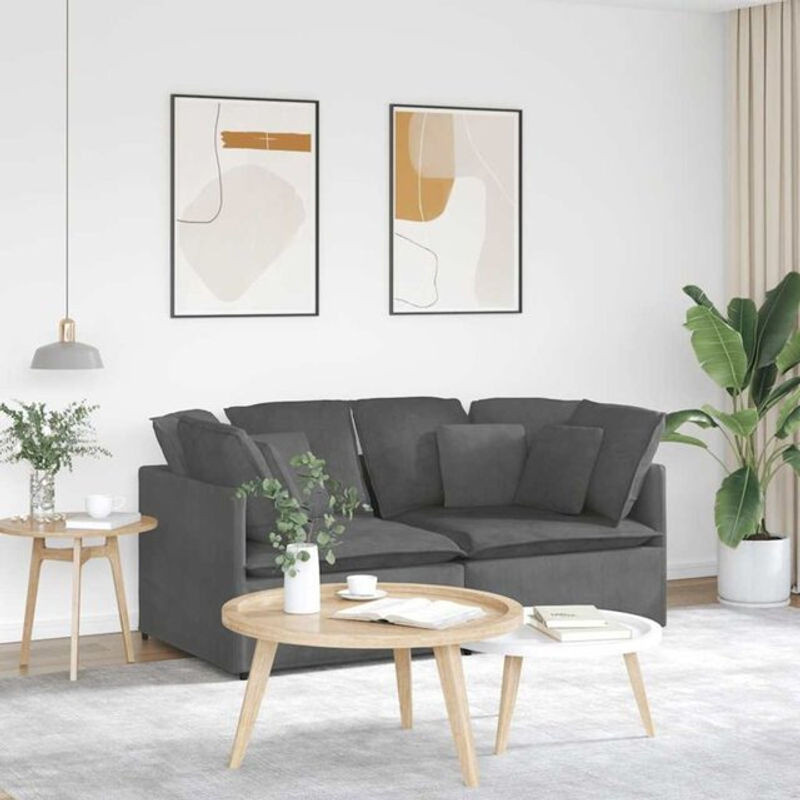 Modulares Modulsofa von Vidaxl in Anthrazit mit Cordstoff und Kissen - Bild 1