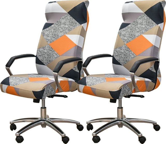 WANERQU Stretch Büro Stuhl Abdeckung mit geometrischem Muster, elastischer Schonbezug für Computer- und Esszimmerstühle, Mehrfarbig - Bild 1