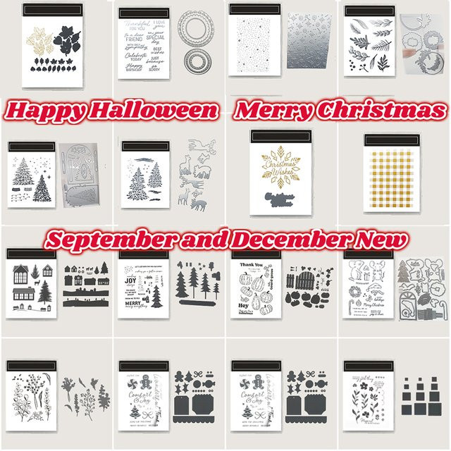 Silberne Metall-Stanzformen für Scrapbooking und DIY-Papierkarten mit Weihnachts- und Halloween-Motiven - Bild 1