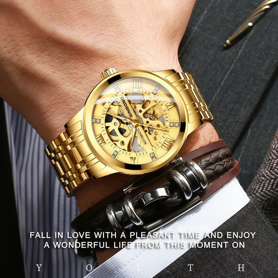 BINBOND Armbanduhr, Automatik, Edelstahl, Gold, Herren - Bild 4