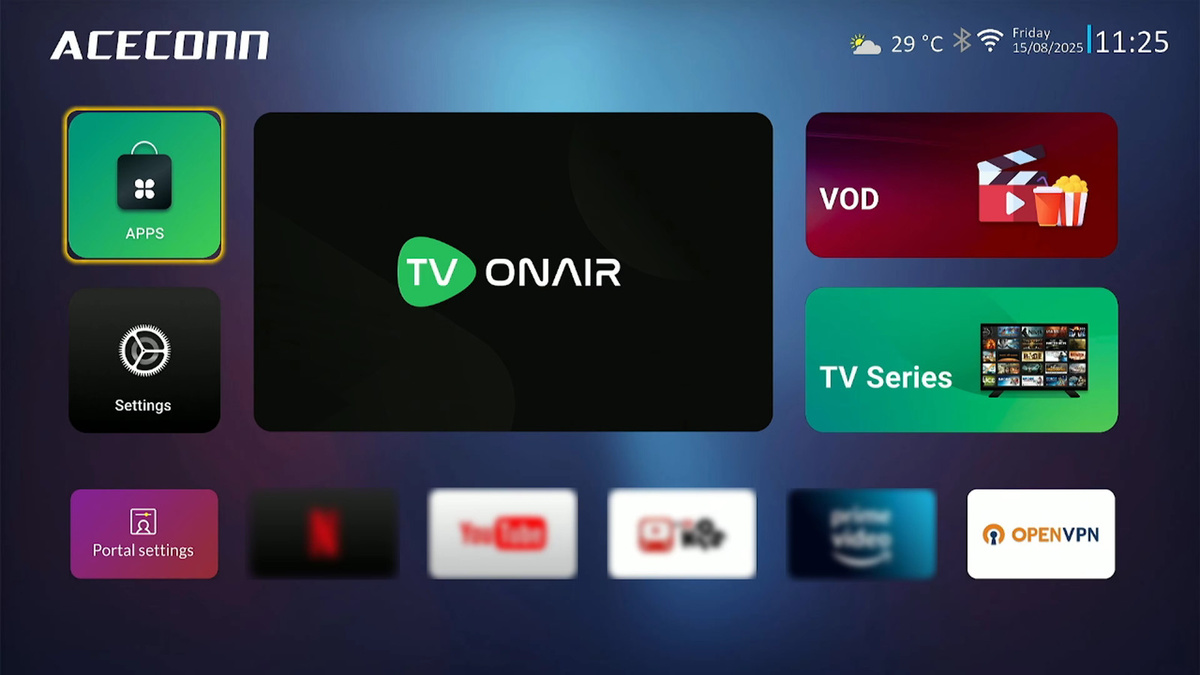 ACECONN Smart IPTV Box Streaming Player in Schwarz mit 4K UHD, HDR10+, Dual WiFi, Bluetooth und Fernbedienung - Bild 5