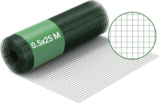 Wiltec Volierendraht Maschendrahtzaun aus Stahl, grün, B/H: 50 x 25 m, Maschenweite: 12 x 12 mm, Drahtstärke: 0,9 mm - Bild 1