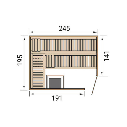 WEKA Massivholzsauna Turku 3 Sparset in Braun mit 9 kW Ofen und Glastür für 8 Personen - Bild 2