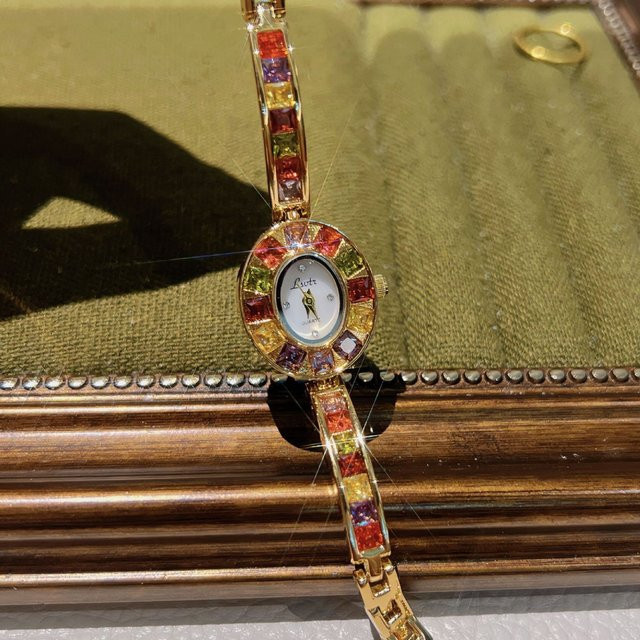 Uhrenarmband Edelstahl, Messing, Gold, Kristall, Damen - Bild 1