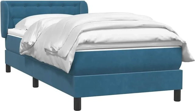 vidaXL Boxspringbett mit Matratze Dunkelblau Samt B/T/H: 80 x 220 x 83 cm - Bild 1