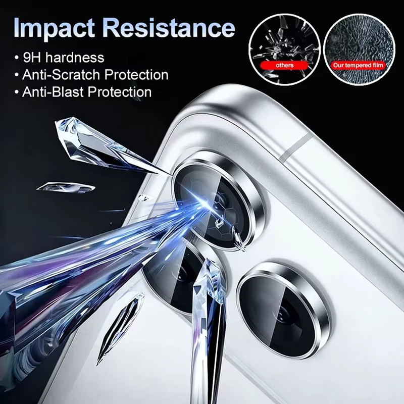 ZHUOHUAN Kameraobjektivschutz mit CD-Muster für iPhone 18 17 16 15 14 Pro Max Plus, Metallring und Glas, Silber - Bild 2