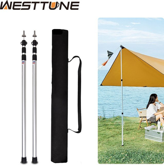 WESTTUNE 2 Stück Camping-Planenstangen aus Aluminium in Silber, verstellbare Teleskop-Zeltstangen für Planen, Markisen und Sonnenschutz - Bild 1