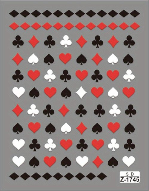 SZwatch Poker Nagelsticker, Schwarz Rot, Matt, Grau - Bild 1