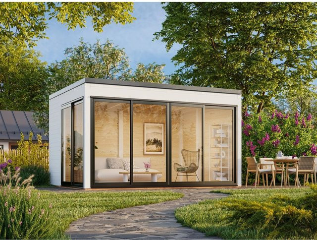 Palmako Gartenhaus Serena aus Holz mit Pultdach in Weiß, B: 420 cm, T: 320 cm, H: 250 cm - Bild 1