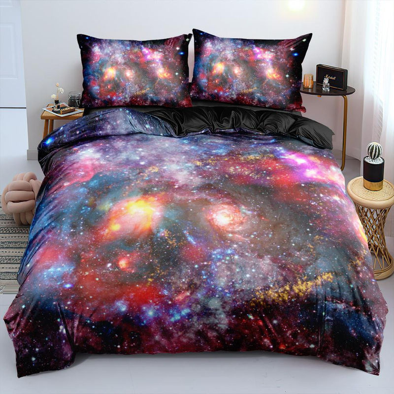 JMG Household Supplies Bettwäscheset Galaxy Dunkelblau mit Sternenmotiv aus Mikrofaser, 2-teilig, B: 133 cm, H: 70 cm - Bild 2