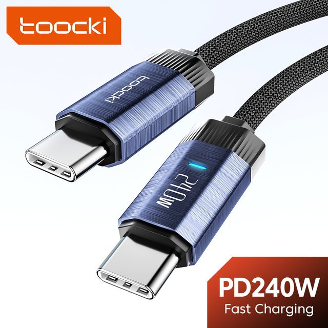 Toocki USB-C auf USB-C Schnellladekabel 240W in Blau für Samsung, Huawei, Xiaomi und Macbook - Bild 1