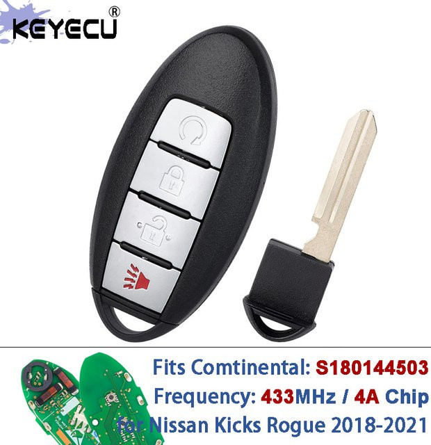 KEYECU Smart Remote Key Fob S180144503 KR5TXN1 434 MHz PCF7953M 4A Keyless-Go Funkschlüssel in Schwarz für Nissan Kicks und Rogue (2018-2021) - Bild 1