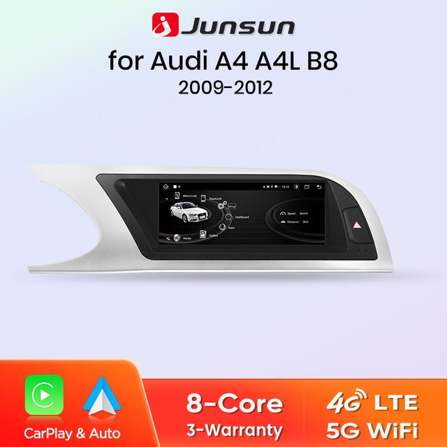 Junsun 4G WiFi Android Autoradio mit CarPlay und GPS für Audi A4 A4L B8 2009-2016 in Schwarz - Bild 1