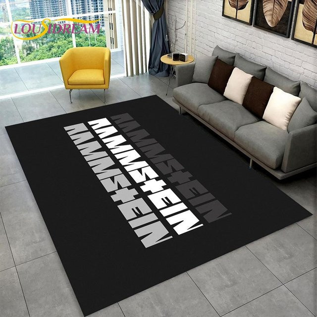 Rammstein Heavy Metal Rock Band Teppich von ChenYing01, Schwarz, B/T: 160 x 200 cm, rutschfest und waschbar - Bild 1