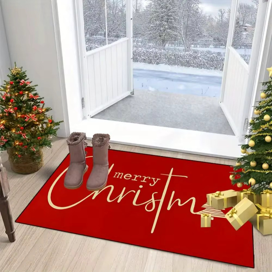 VIKAMA Weihnachtsteppich als rutschfeste Fußmatte für Eingangsbereich und Badezimmer, rot, B/T: 60 x 40 cm - Bild 4