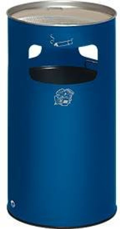 VAR Kombi-Ascher Abfallsammler in Enzianblau, rund, 69 l, für Innen und Außen, mit Sieb und Kantenschutz, Durchmesser: 42 cm, Höhe: 75 cm - Bild 2