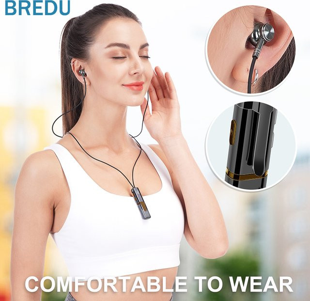 BREDU Sport Wireless Bluetooth Kopfhörer mit Batterie-Display und Lärmreduzierung in Schwarz - Bild 1
