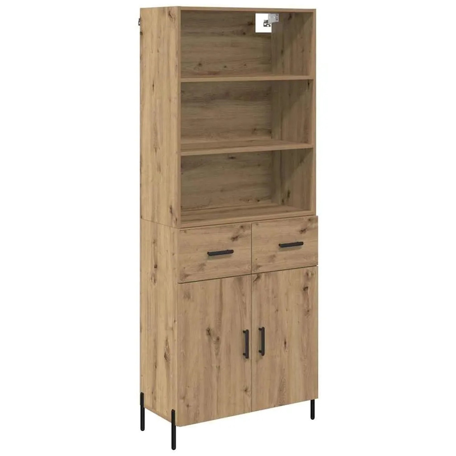 vidaXL Highboard Artisan-Eiche in Braun mit Türen und Schubladen, B/T/H: 69,5 x 32,5 x 180 cm - Bild 2