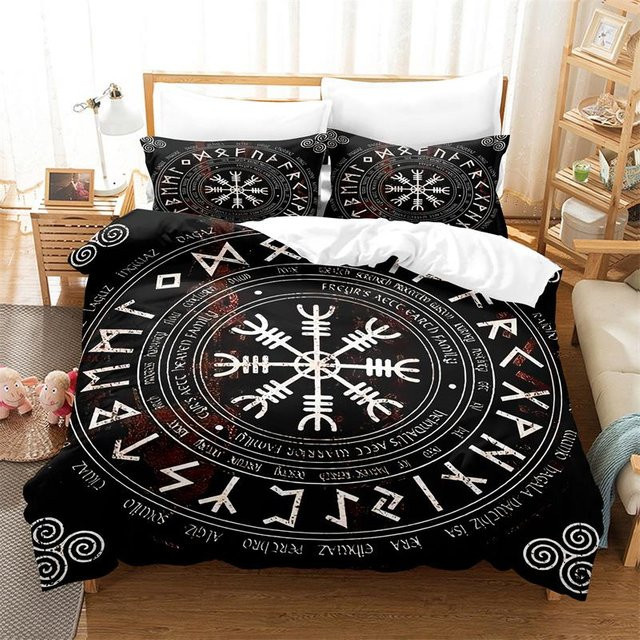 JMG Household Supplies Bettwäsche-Set Böhmischer Stil in Schwarz mit 1 Bettbezug und 2 Kissenbezügen, B/H: 135 x 200 cm - Bild 1
