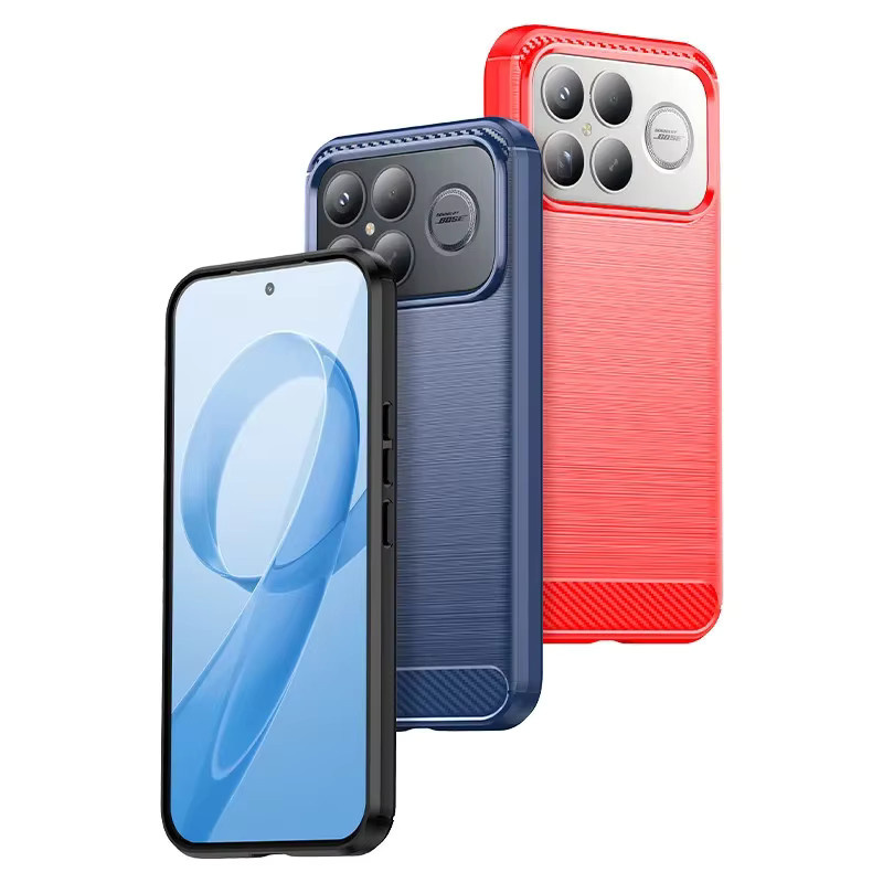 Hautfreundliche Silikonhülle mit gebürstetem Kohlefasermuster für Xiaomi Poco F8 Ultra F7 X7 M7 Pro, stoßfeste Pufferabdeckung in Schwarz oder Blau - Bild 2