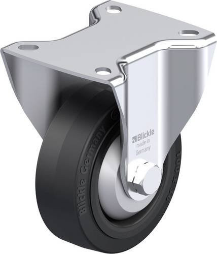 Blickle Stahlblech-Bockrolle BK-POEV 100XR-1-FA in Schwarz und Grau mit 100mm Rad-Durchmesser und 200kg Tragfähigkeit - Bild 1