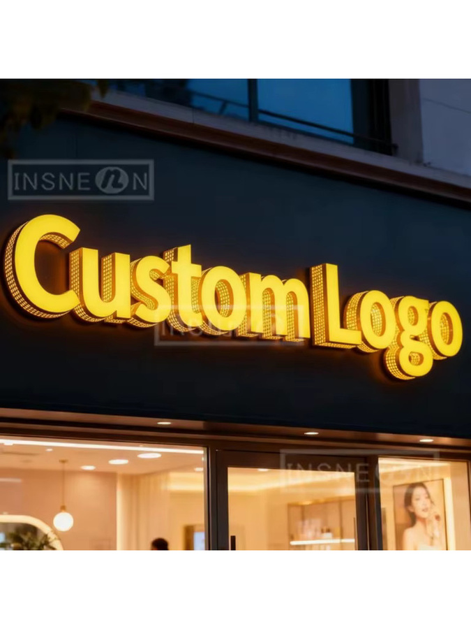 Individuelles Business Logo Neon LED Schild aus Metall in 3D-Optik für Außenwerbung und Wandgestaltung in Schwarz - Bild 7