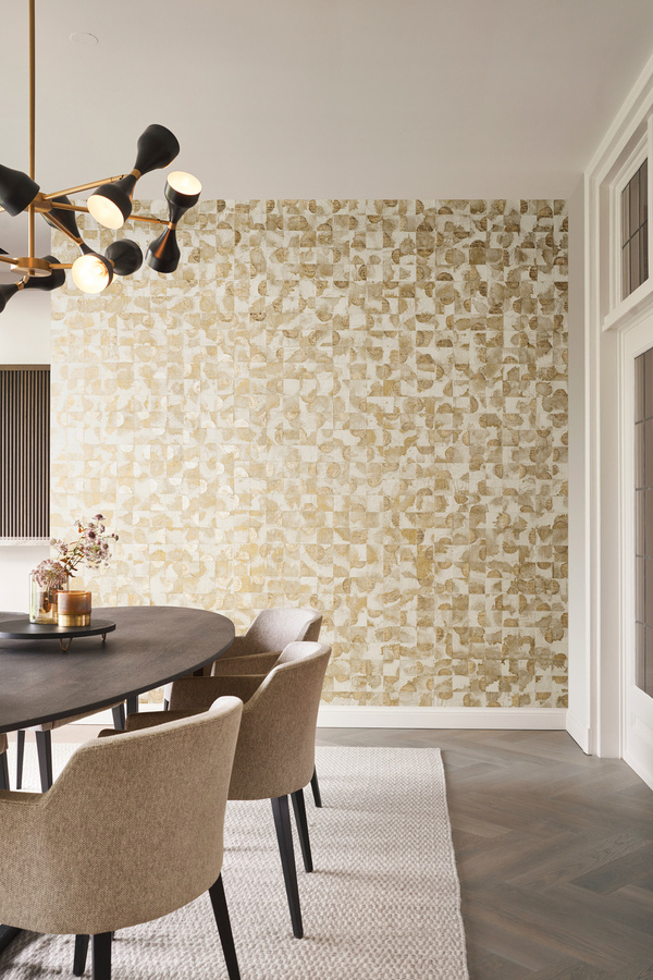 Omexco Tapete Nias arc42 in Beige und Gold mit abstraktem Design aus Vlies - Bild 1