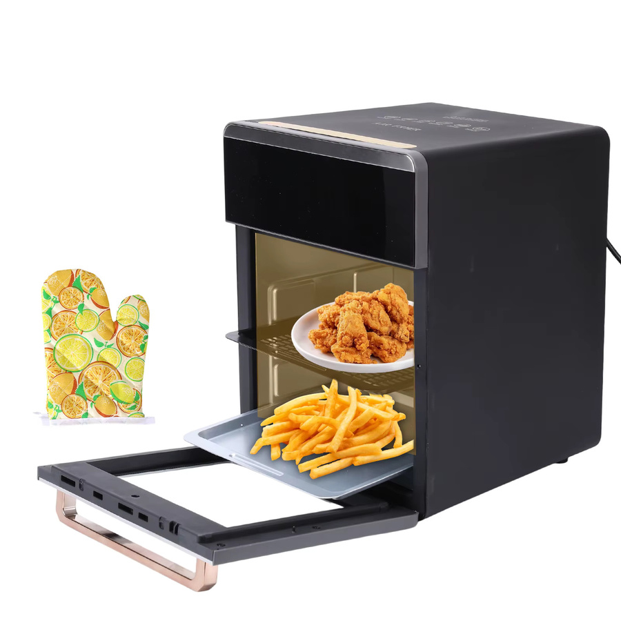 Betuyoo Smarte Heißluftfritteuse mit LED-Touchscreen, 20L Ölfreier Heißluftofen mit Sichtfenster und Antihaftkorb, 1800W, Schwarz - Bild 2